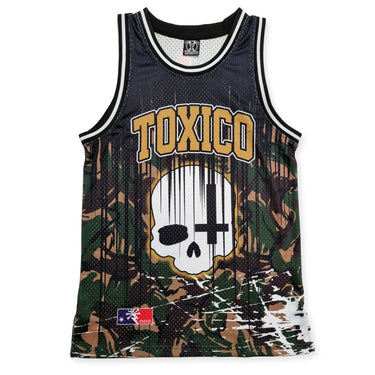 Camo Skull Cross Mesh Tank - Toxico Clothing