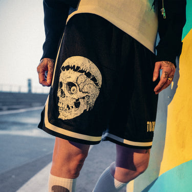 Wasteland Skull Mesh Shorts - Toxico Clothing