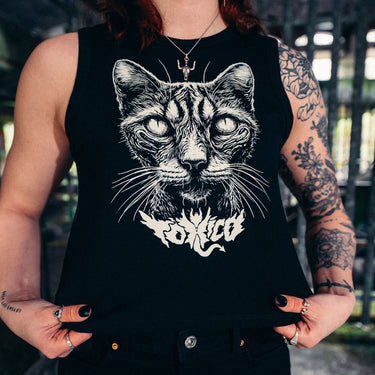 Meowtilated Crop Tank - Toxico Clothing