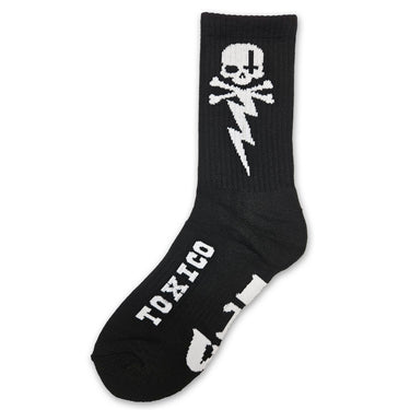 Bolt Skull FTW Socks - Black - Toxico Clothing