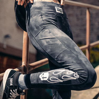 Flames Acid Wash Leggings