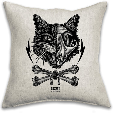 Cat Skull Cushion Cover - Toxico Clothing