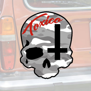 Skull Cross Camo Sticker - Toxico Clothing
