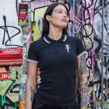 Bolt Skull Womens Polo Shirt - Toxico Clothing
