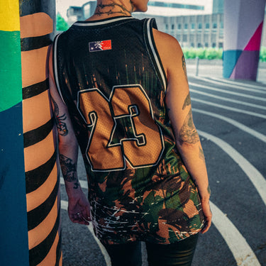 Camo Skull Cross Mesh Tank - Toxico Clothing