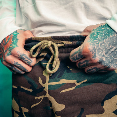 Skully Camo Sweat Shorts - Toxico Clothing
