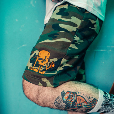 Skully Camo Sweat Shorts - Toxico Clothing