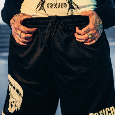 Wasteland Skull Mesh Shorts - Toxico Clothing