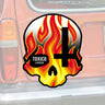Skull Cross Flames Sticker - Toxico Clothing