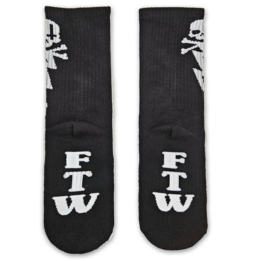 Bolt Skull FTW Socks - Black - Toxico Clothing