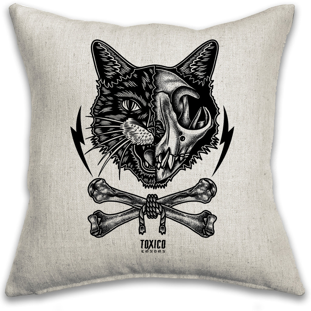 Cat Skull Cushion Cover