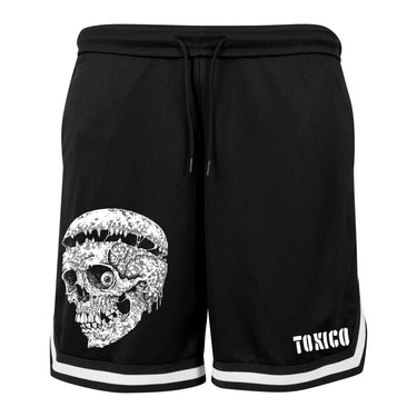 Wasteland Skull Mesh Shorts - Toxico Clothing